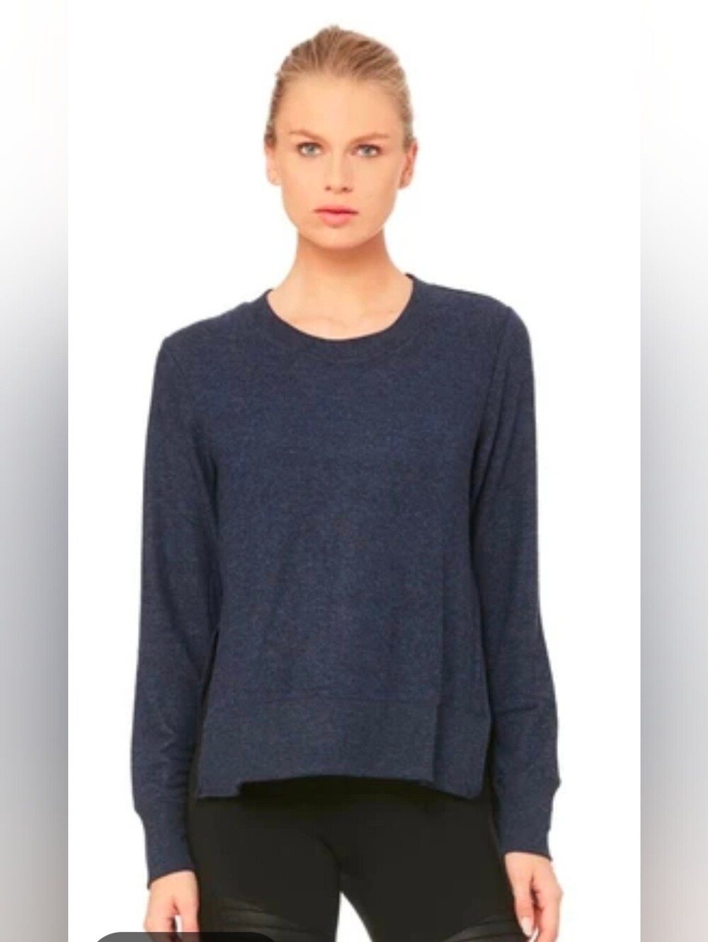 Alo Yoga Glimpse Pullover Rich Navy Heather Oversized Long Sleeve L
